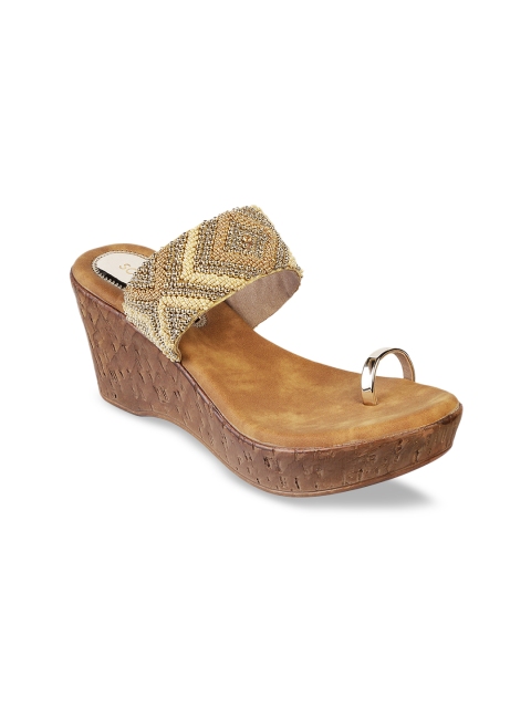 

SOLE HEAD Women Gold-Toned Solid Sandals