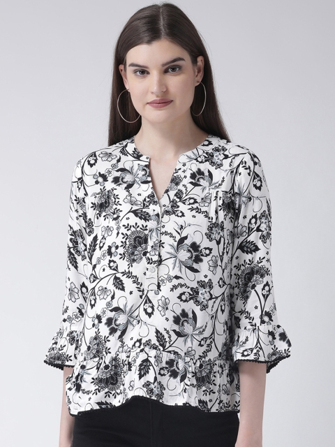 

Latin Quarters Women White & Black Printed Top