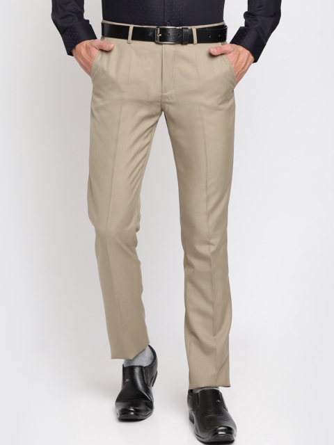 

Crocodile Men Beige Slim Fit Solid Formal Trousers