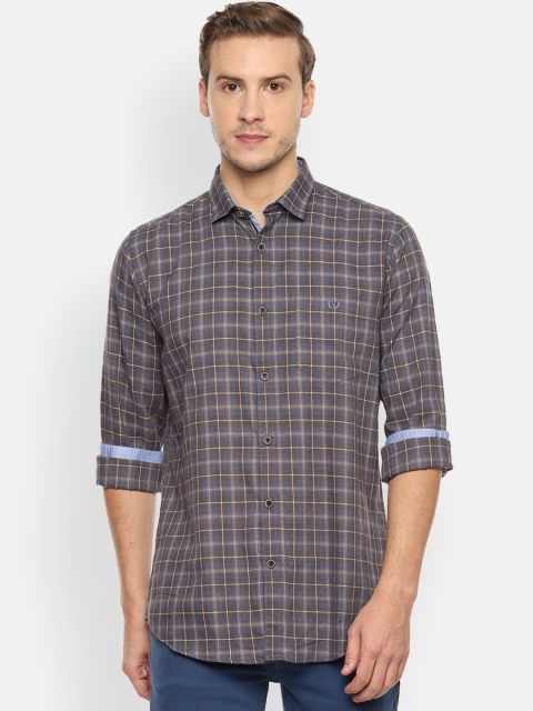 Van Heusen Sport Men Grey Slim Fit Checked Casual Shirt