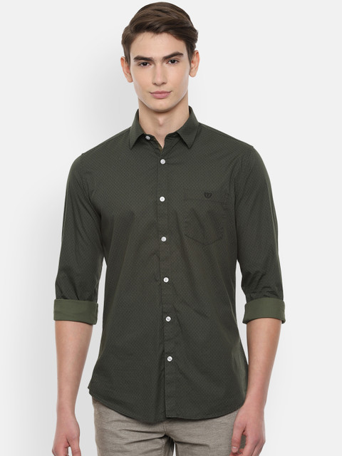 

Van Heusen Sport Men Olive Green Slim Fit Solid Casual Shirt