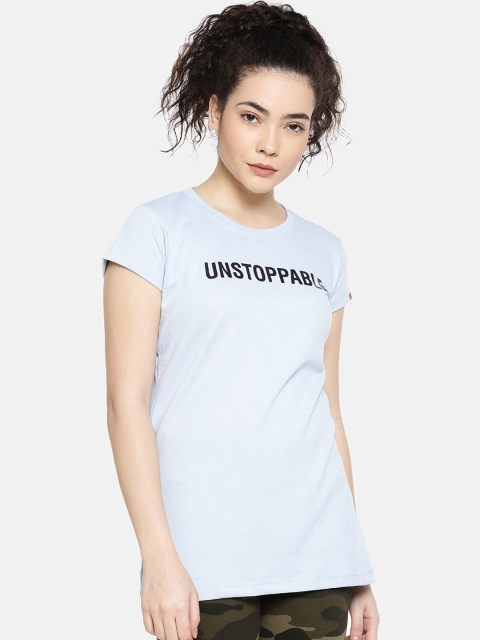 

GOLDSTROMS Women Blue Solid Round Neck T-shirt