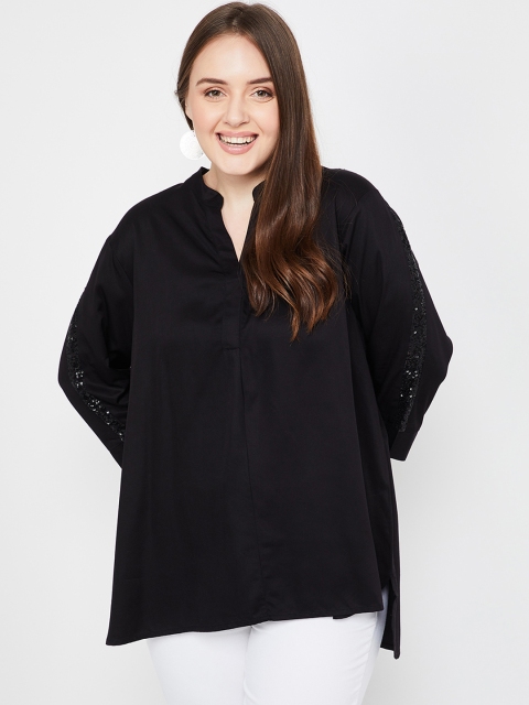 

nexus Plus Size Women Black Solid High-Low Top