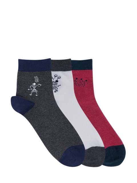 

Mustang Men Pack of 3 Patterned Cotton Above Ankle-Length Socks, Grey