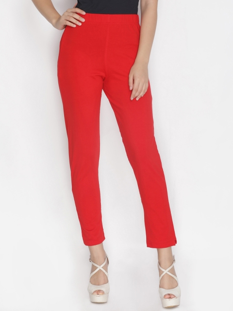 

LYRA Women Red Straight Fit Solid Cigarette Trousers
