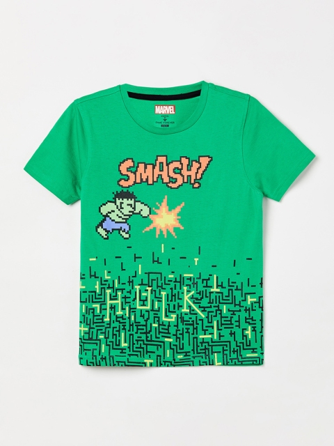 

Fame Forever by Lifestyle Boys Green Printed Round Neck T-shirt