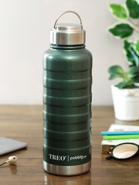 TREO Green & Steel Pebble Thermosteel Hot & Cold Bottle 940 ml