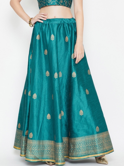 

Studio Rasa Women Teal-Green Printed Flared Maxi Skirt