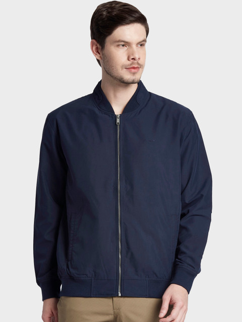 

ColorPlus Men Navy Blue Solid Bomber Jacket