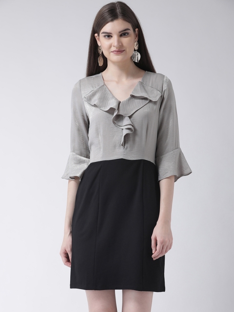 

Latin Quarters Women Grey & Black Colourblocked Fit and Flare Dress