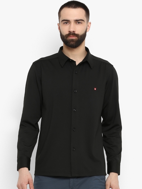 

SWISS MILITARY Men Black Slim Fit Solid Semiformal Shirt