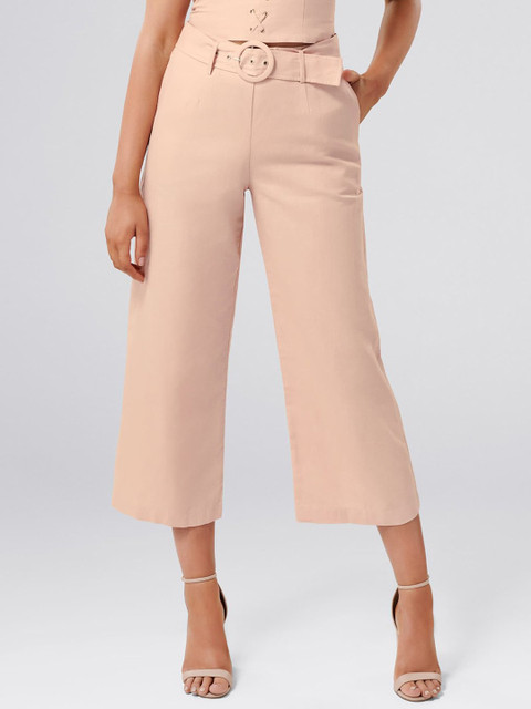 

Forever New Women Pink Regular Fit Solid Regular Trousers