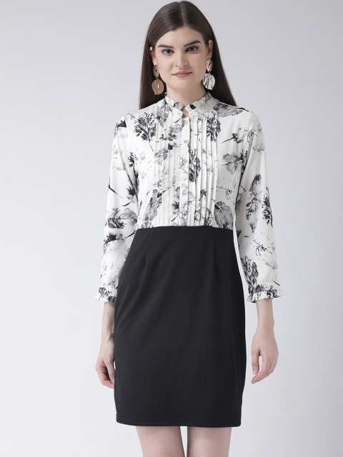

Latin Quarters Women White & Black Printed Fit and Flare Dress