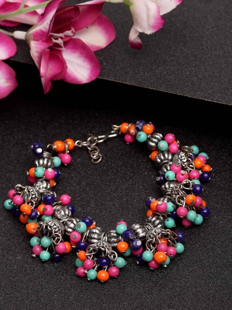 

Moedbuille Multicoloured Brass-Plated Handcrafted Afghan Beaded Charm Bracelet, Multi