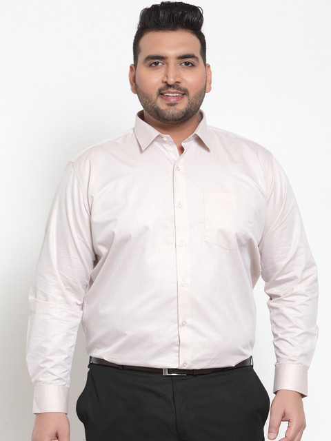 

plusS Men Beige Comfort Regular Fit Solid Formal Shirt
