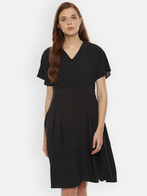 

Van Heusen Woman Printed Black Fit and Flare Dress
