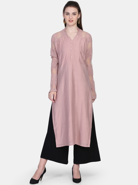 

Ojjasvi Women Pink Solid Straight Kurta