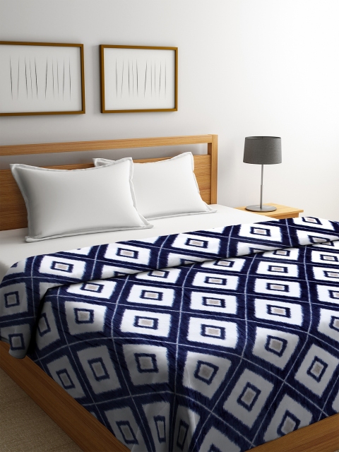 

Portico New York Blue & White Printed AC Room 280 GSM Double Bed Blanket
