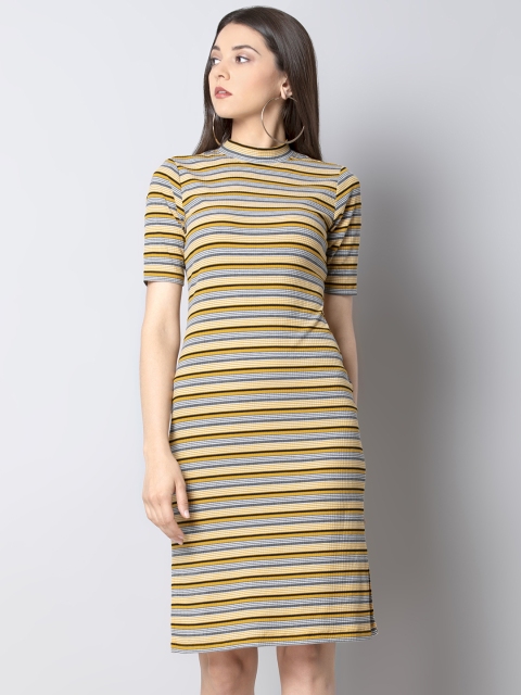 

FabAlley Women Multicoloured Candy Stripe T-shirt Dress, Multi