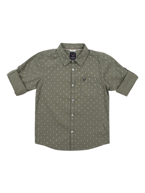 

Allen Solly Junior Boys Olive Green Regular Fit Printed Casual Shirt