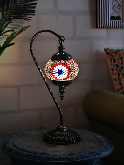 

OddCroft Bronze-Toned & Black Colourblocked Bedside Table Lamp with Shade