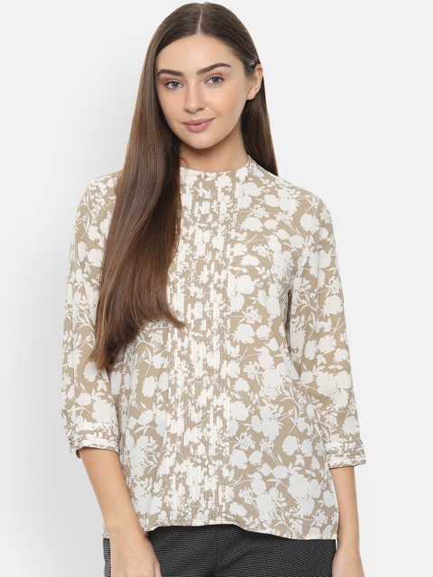 

Van Heusen Woman Beige & Cream-Coloured Floral Print Top