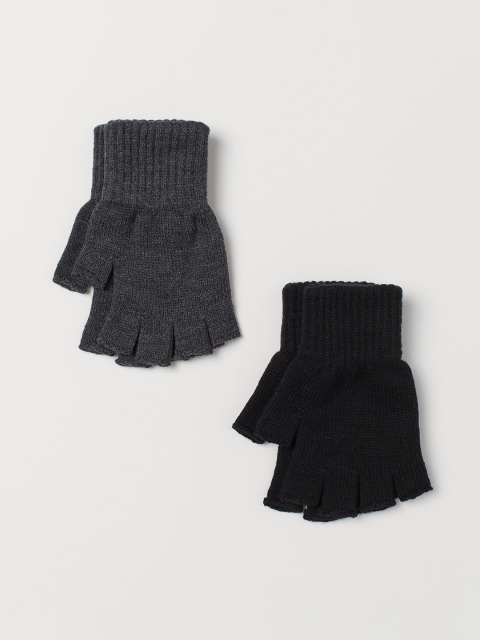 

H&M Men 2-Pack Fingerless Gloves, Black