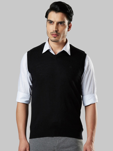 

Raymond Men Black Solid Sweater
