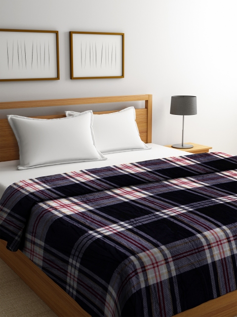 

Portico New York Blue & White Checked AC Room 280 GSM Double Bed Blanket