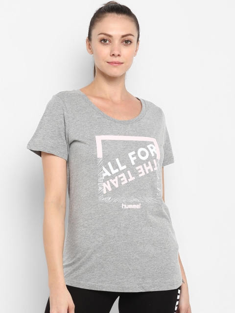 

hummel Women Grey Printed Round Neck T-shirt