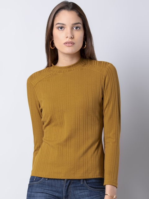 

FabAlley Women Mustard Yellow Solid Top