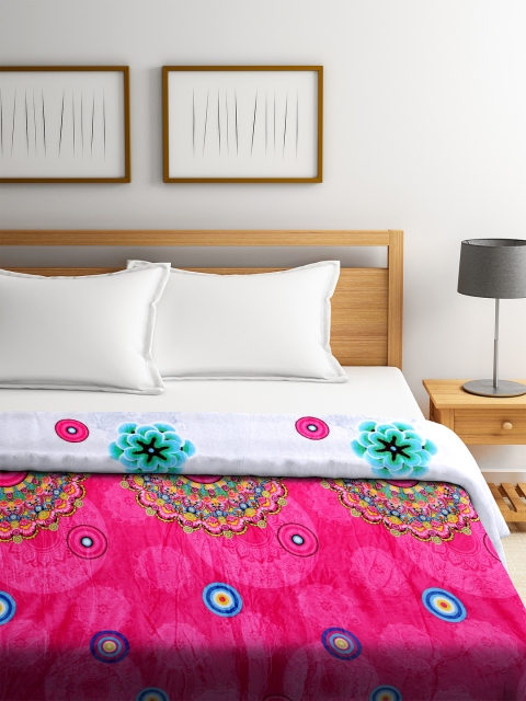 

Portico New York Pink & White Printed AC Room 280 GSM Double Bed Blanket