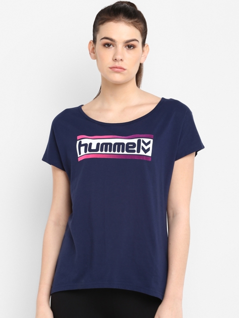 

hummel Women Navy Blue Printed Round Neck T-shirt