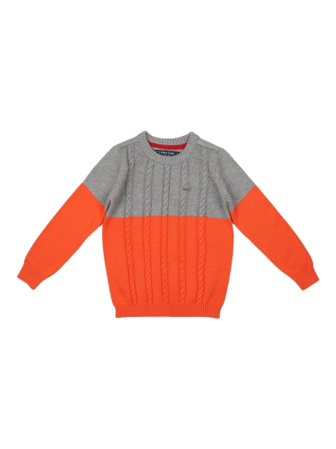 

Allen Solly Junior Boys Orange & Grey Colourblocked Sweater