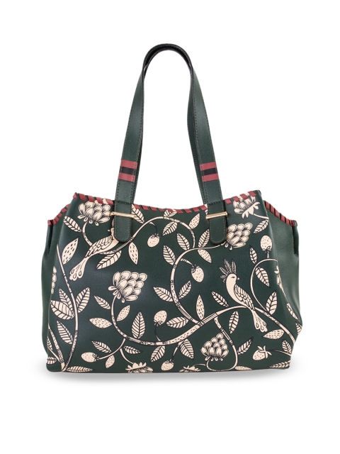 

Chumbak Olive Green & Beige Printed Handheld Bag