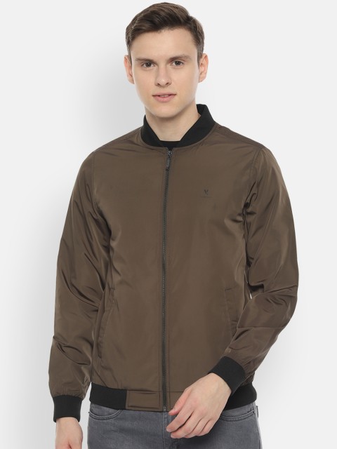 

V Dot Men Olive Green Solid Bomber Jacket