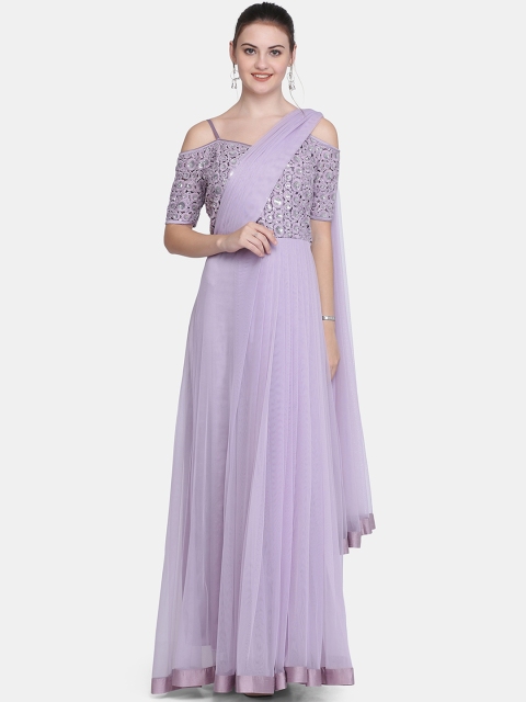 

Ojjasvi Women Embellished Mauve Maxi Dress