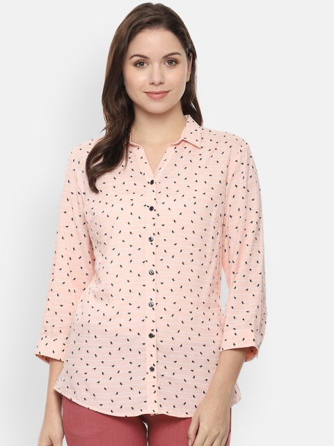 

Allen Solly Woman Women Peach-Coloured Regular Fit Printed Casual Shirt
