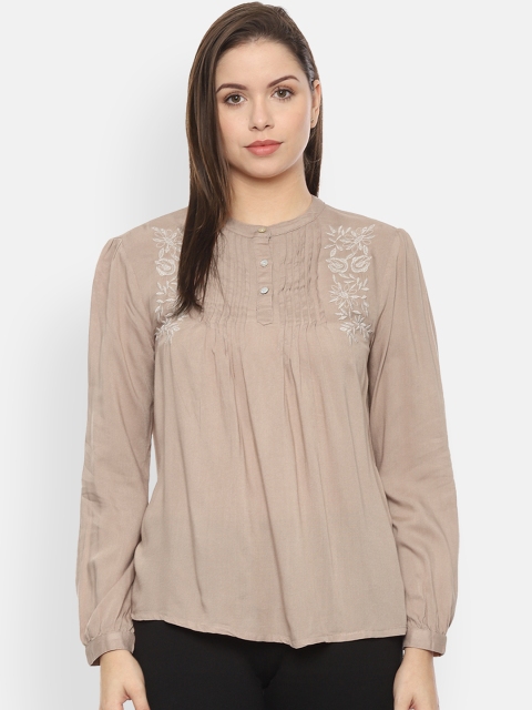 

Van Heusen Woman Beige Solid A-Line Top