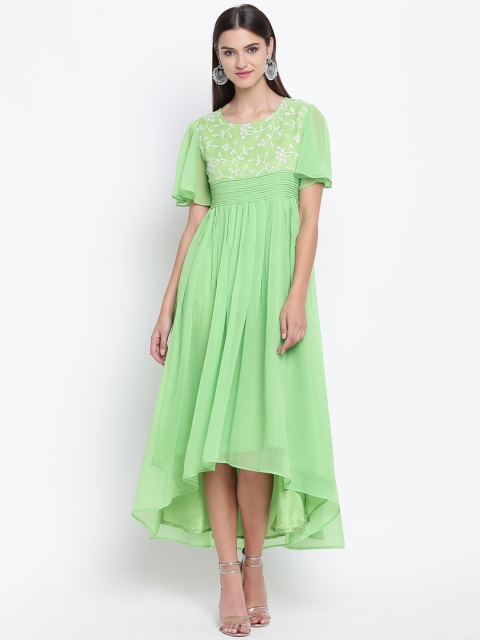 

Shakumbhari Women Printed Green Maxi Dress