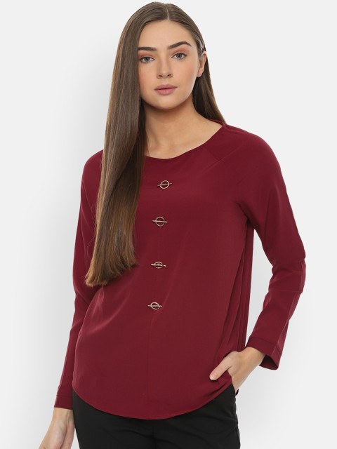 

Van Heusen Woman Maroon Solid Top
