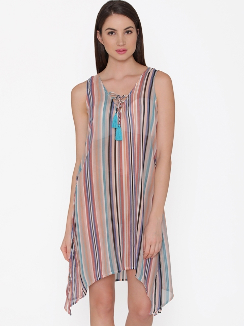

Clovia Women Multicolor Striped Cover-Up Dress, Multi