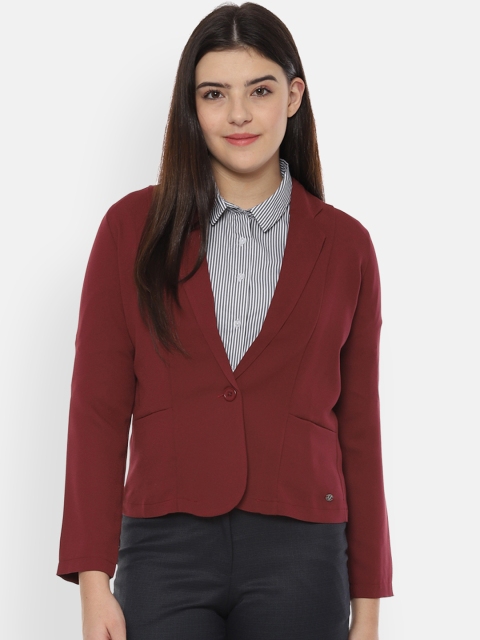 

Allen Solly Women Maroon Solid Regular Fit Single-Breasted Blazer