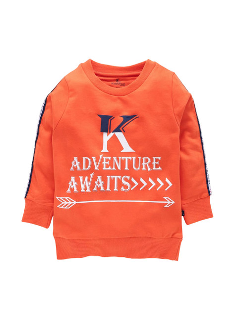 

KiddoPanti Boys Orange Printed Sweatshirt