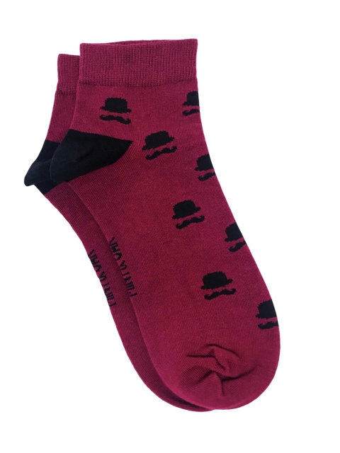 

Mint & Oak Men Magenta & Black Patterned Ankle Length Socks