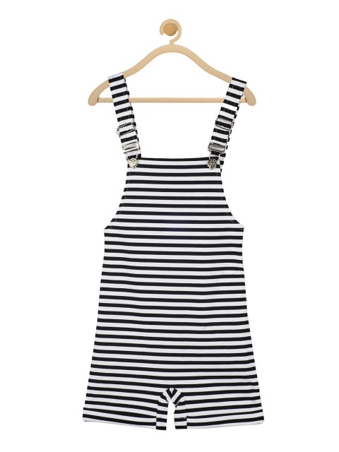 

Olele Girls Black & White Striped Dungarees