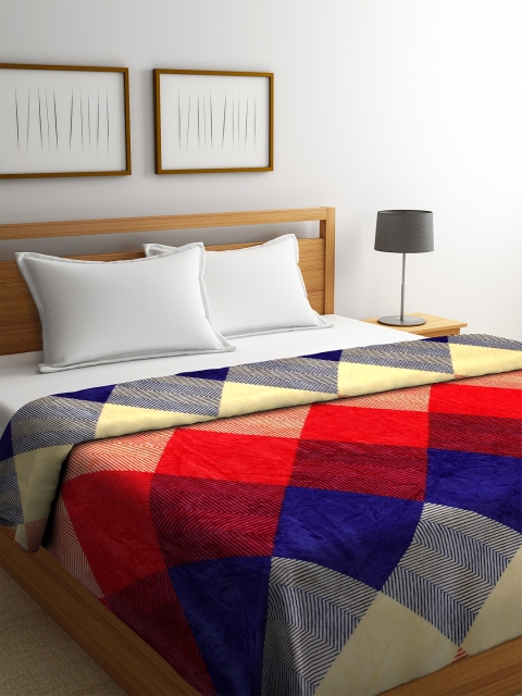 

Portico New York Red & Yellow Printed AC Room 280 GSM Double Bed Blanket