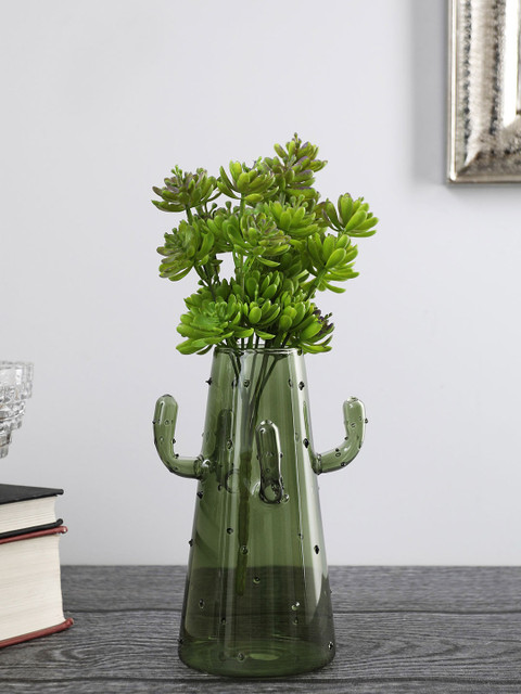 

OddCroft Unisex Green Cactus Shaped Glass Vase