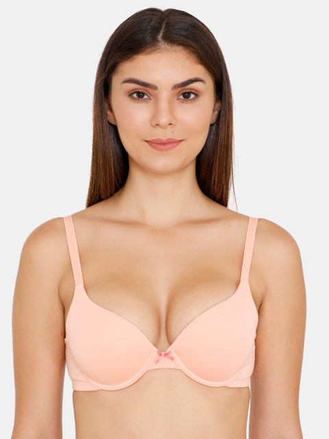 

Zivame Peach-Coloured Solid Underwired Lightly Padded Push-Up Bra ZI1136CORECORNG
