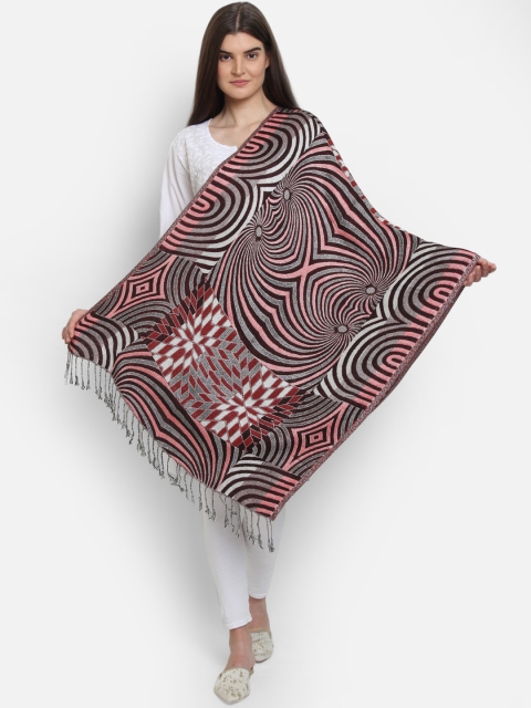 

Anekaant Women Brown & Grey Geometric Woven Design Shawl